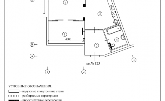 Перепланировка 1-комнатной квартиры 53 кв.м. по адресу г. Москва, ул. Малая Юшуньская, д. 3. Фото 1