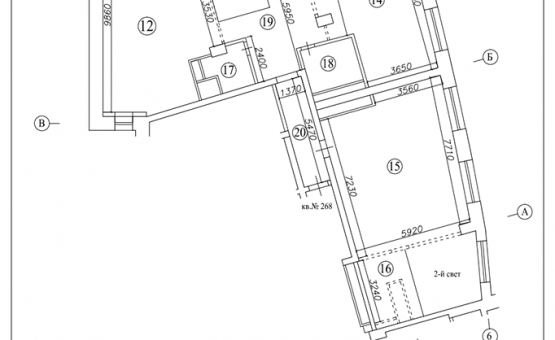 Перепланировка 3-комнатной квартиры 230 кв.м. по адресу г. Москва, ул. Крылатские Холмы, д. 37. Фото 2